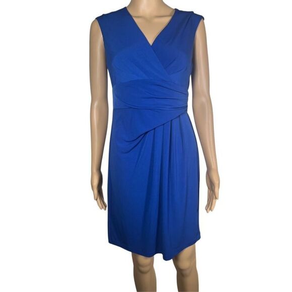 Calvin Klein Women's Cobalt Blue V-Neck Sleeveless Wrap Knit Dress Size … - Picture 2 of 6